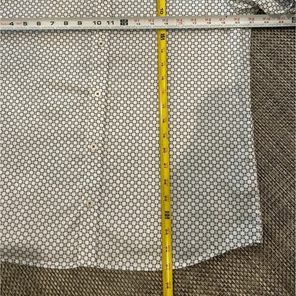 TED BAKER Sanlon Long Sleeve Diamond-print Fitted White 100% Cotton Shirt L/4 - Picture 6 of 6